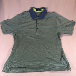 Callaway Collection Polo Men's Size Medium Button Green/Blue Egyptian Cotton